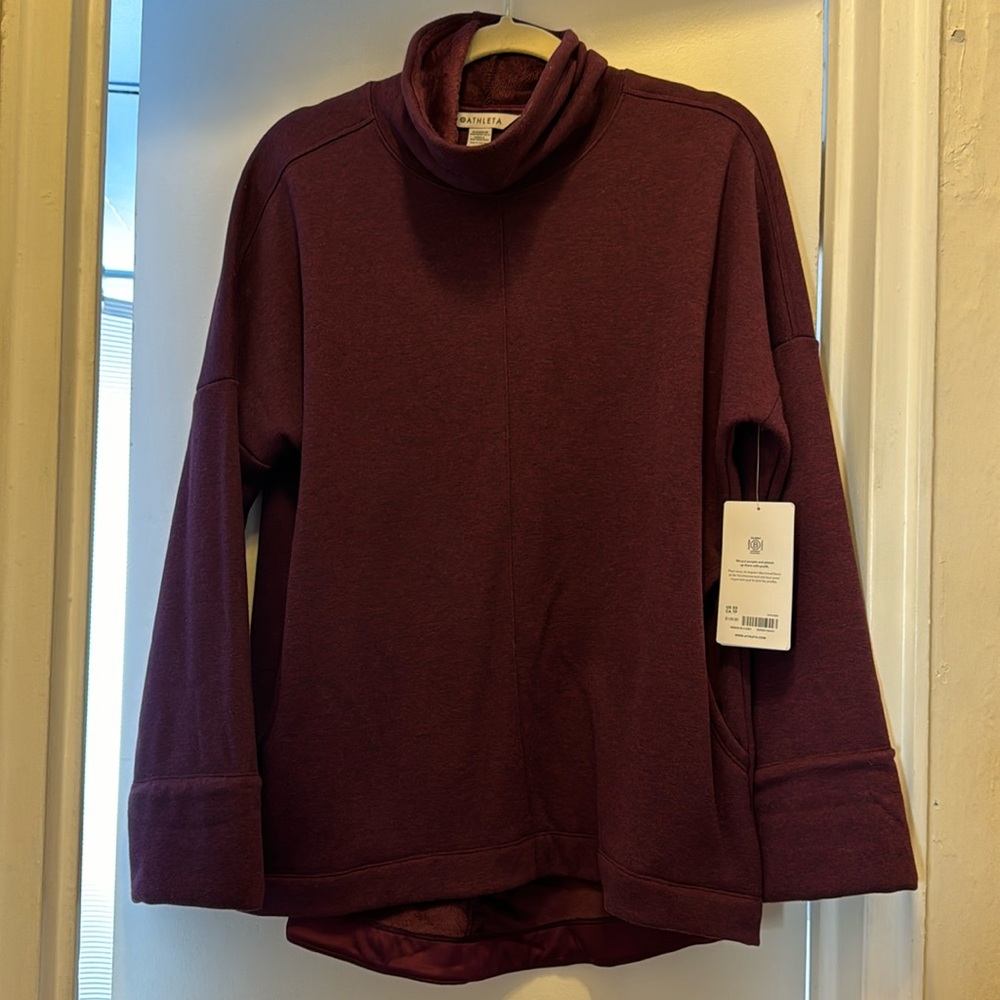Athleta cozy karma funnel neck sweatshirt.